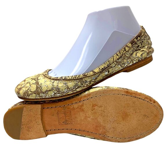 FRYE Carson Cream Silver Crackled Leather Ballet‎ Flats - Picture 11 of 12